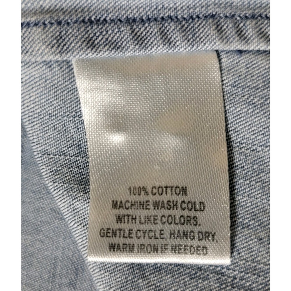 UNTUCKit 2 NWOT Cotton‎ Chambray Blue 2 Pockets Button-Up Shirt ALLEANZA - Picture 8 of 10